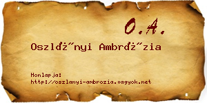 Oszlányi Ambrózia névjegykártya